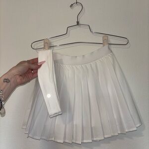 Lululemon High Rise Pleated Tennis Skirt White & Headband